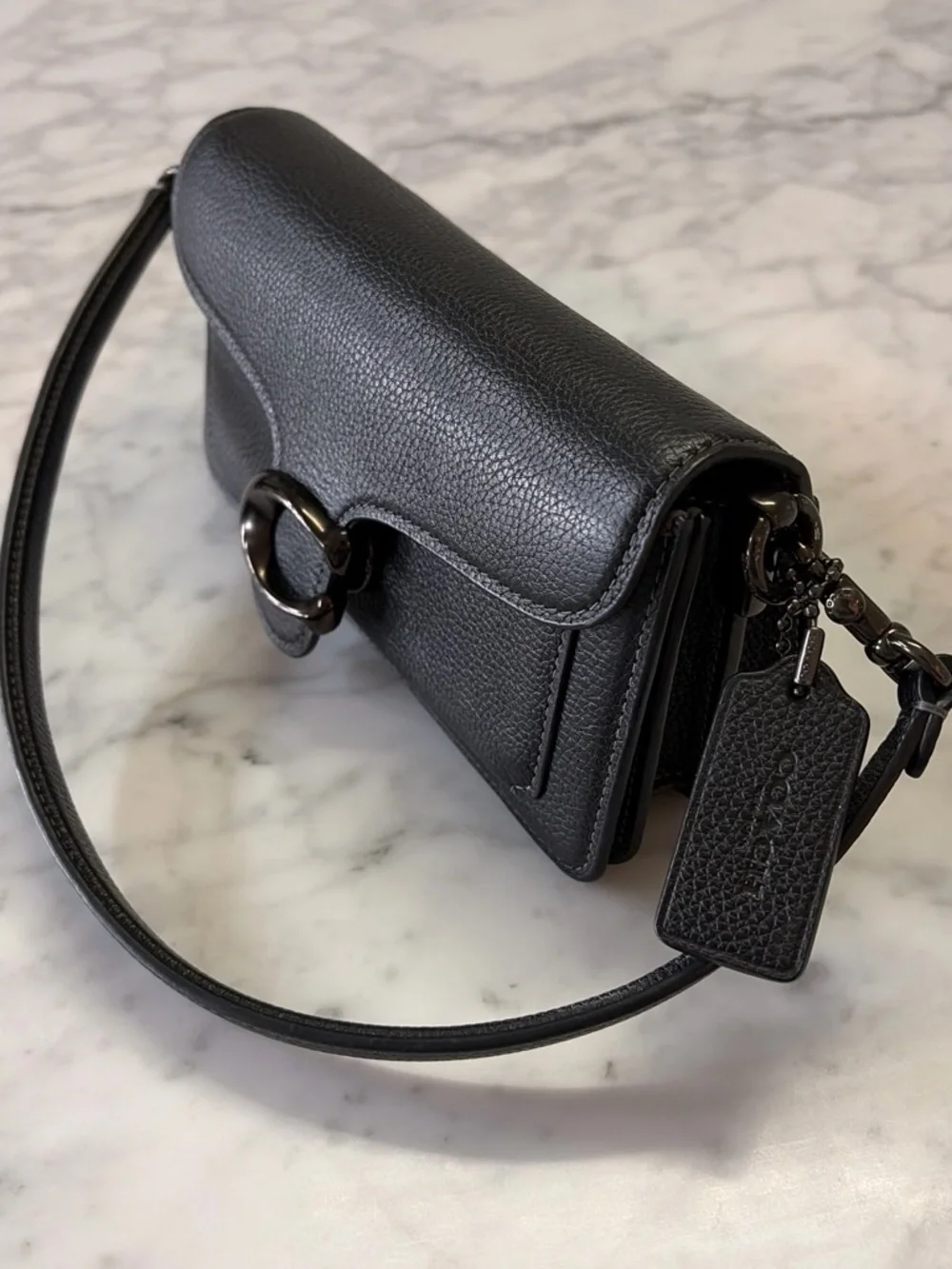 Coach Black Pebbled Leather Camera Crossbody with Signature 'C'